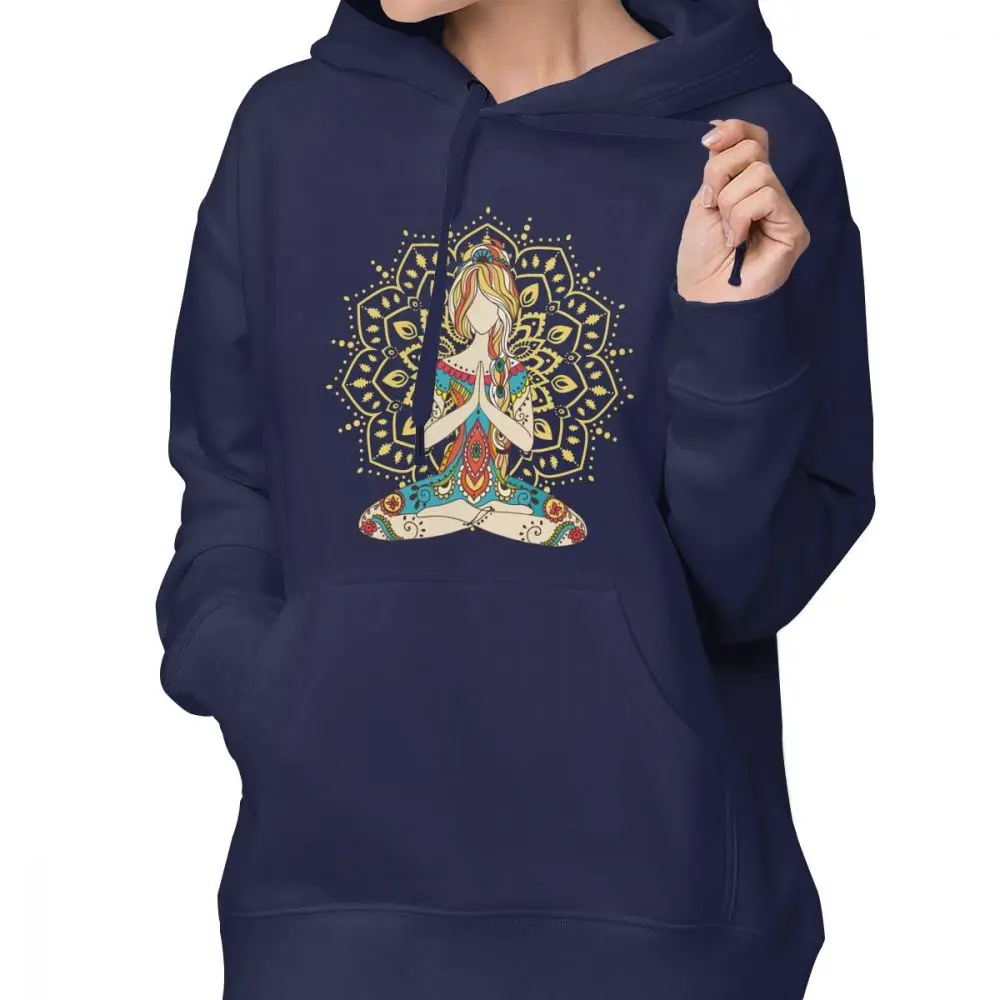 Om худи Om Chakras Mindfulness медитация дзен 4 толстовки хлопковые графические толстовки женские милые пуловеры с длинными рукавами худи - Цвет: Тёмно-синий