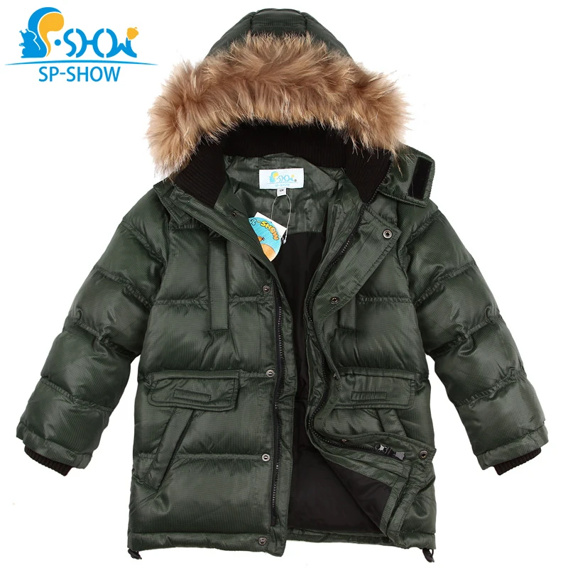 2019 зимняя Роскошная Брендовая детская куртка с мехом для мальчиков детские