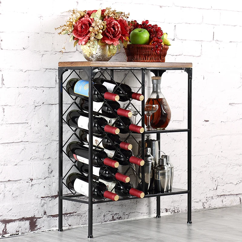 Новый металлический деревянный верх с железной рамой винная полка вертикальный