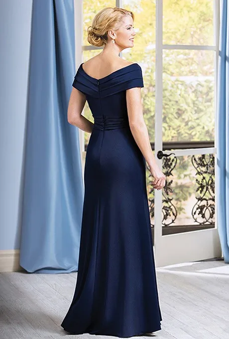 Cap Sleeve Mother of the Bride Dresses V Neck Party Cocktail Navy Blue Chiffon Evening Floor Length Prom | Свадьбы и торжества