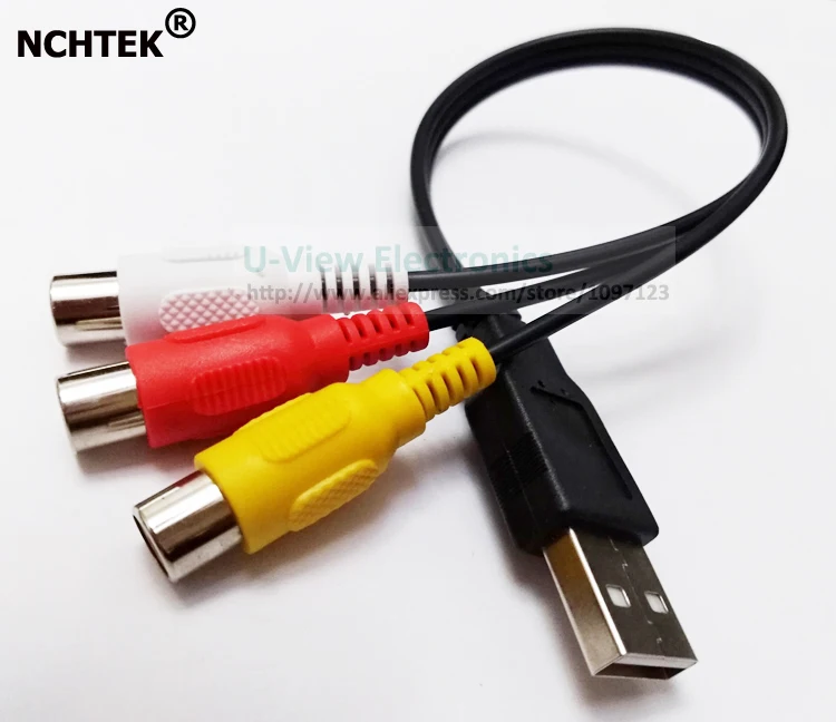 NCHTEK USB 2 0 A Male to 3 RCA Female Аудио Видео AV адаптер Шнур/кабель около 25 см/свободная