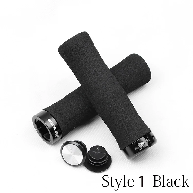 Black Style 1 Sponge Горный велосипед противоскользящие ручки Губка Мягкий силиконовый MTB велосипеда руль грипса руля группа конец Алюминий Шестерни замок на Велоспорт Запчасти - Цвет: Black Style 1 Sponge