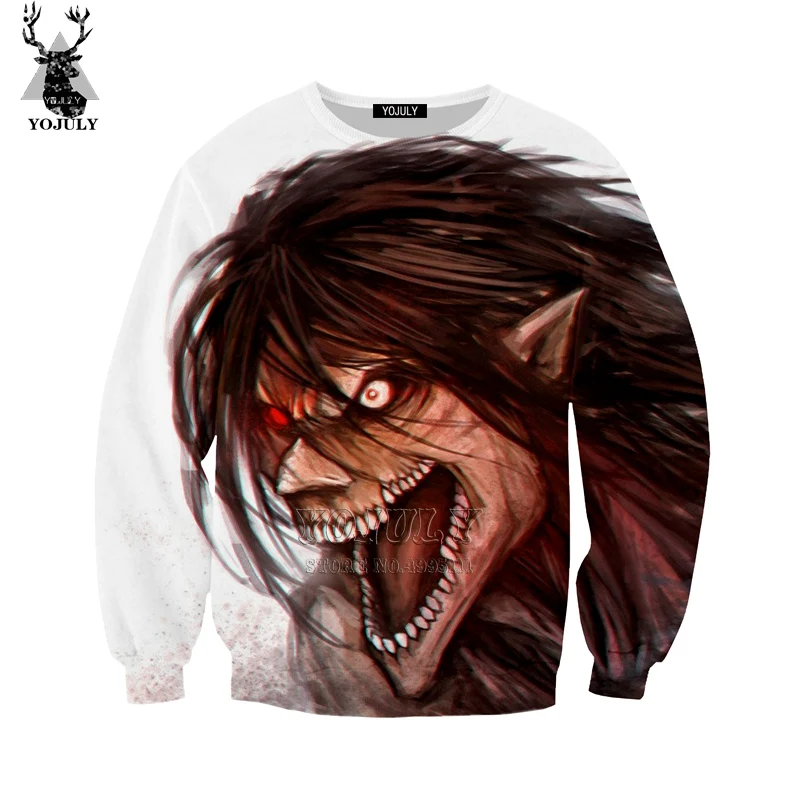 YOJULY 3D принт унисекс Shingeki No Kyojin Attack on Titan Eren Jaeger футболка/Толстовка/толстовки с