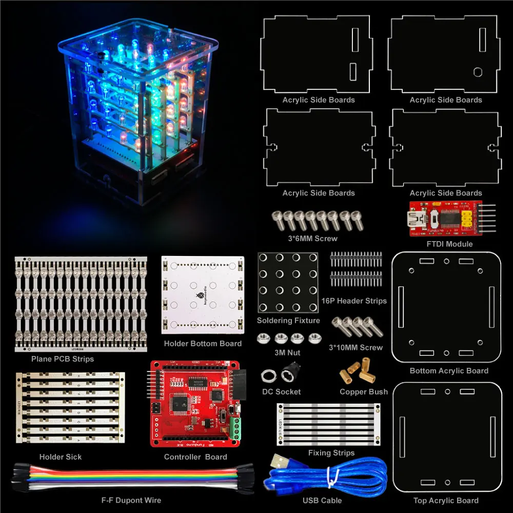 2018 Новинка! Keyestudio 4*4*4 RGB светодиодный дисплей C ube стартовый комплект для Arduino project +