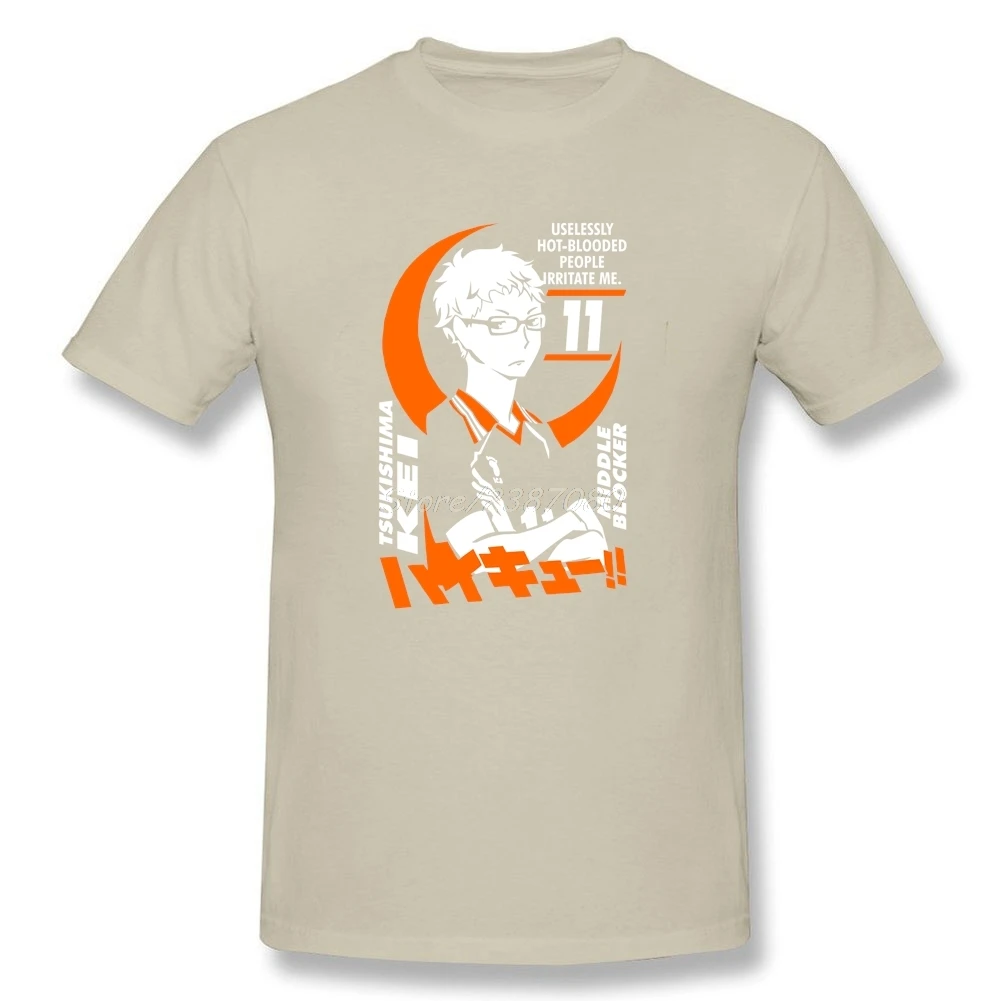 Футболка Tsukishima Kei Haikyuu Мужская футболка с коротким рукавом поп-команда 3XL забавные