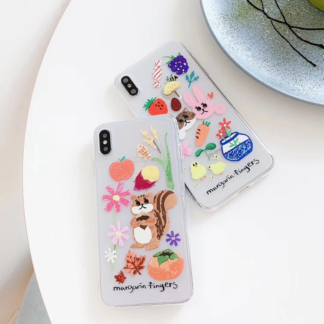 Корейский INS простой милый чехол для телефона с кроликом iphone Xs MAX XR X 6 6s 7 8 plus Лето