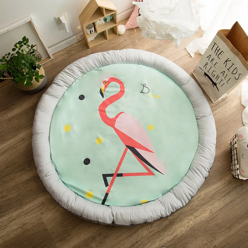 Flamingos Детский игровой коврик толстый мягкий хлопковый развивающий коврик для ребенка милый мультфильм округлость коврик для детей детские развивающие игры ковер для младенцев - Цвет: Flamingos