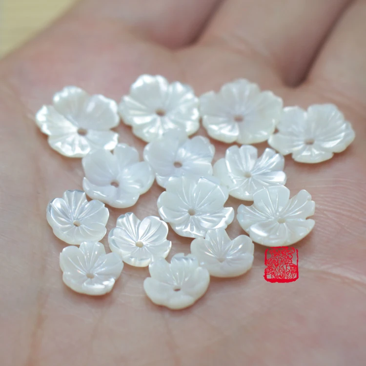 FishPeach 10 шт./лот 8-10 мм белый натуральный перламутр цветок ракушка камень ракушка бусины для женщин Diy аксессуары для изготовления ювелирных изделий