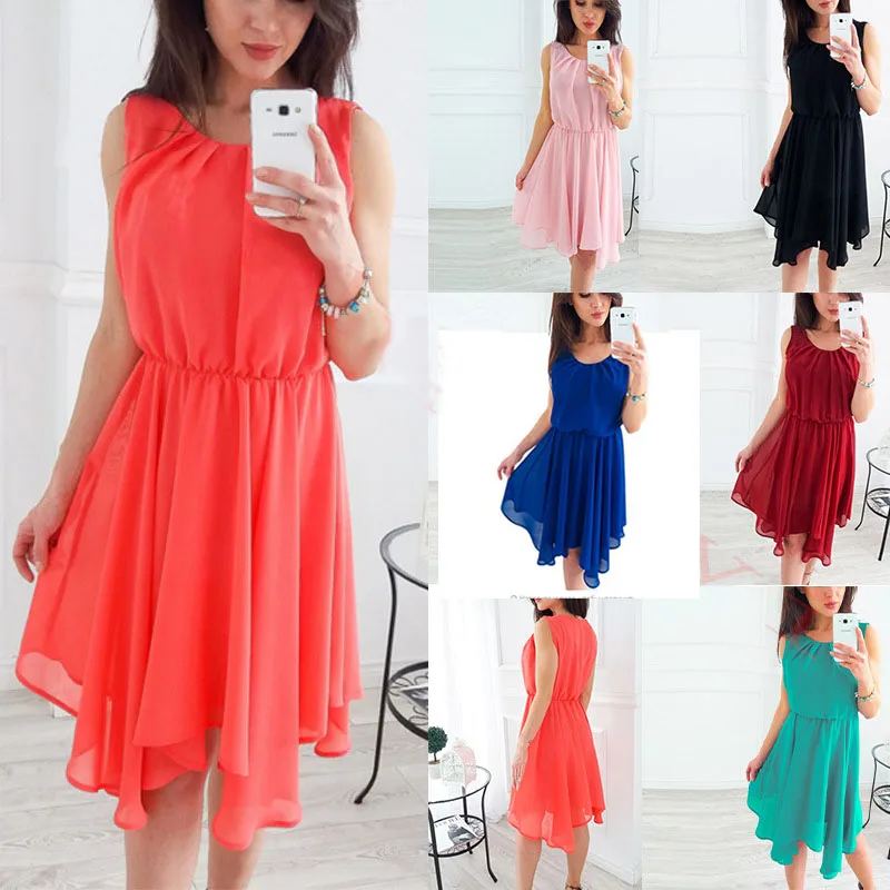 Dresses Summer Dress Chiffon 2018 Plus Size Xxl Boho Bohemian Casual Solid Black Tunic Sundress A-line Women Beach | Женская одежда