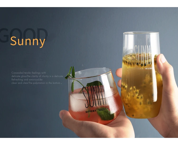 Nordic Water Glass Sunny Cup Milk Juice Beverage Glass Beer Wine Dessert Cup