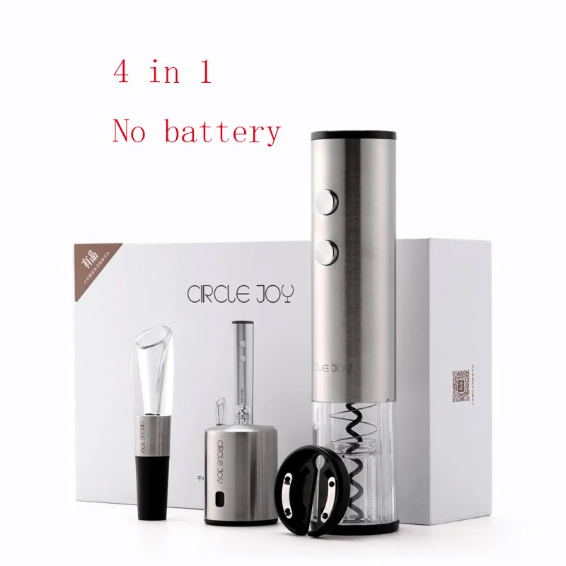 4in1 4в1 Xiaomi Mijia Circle Joy автоматическая открывалка для бутылок красного вина круглая пробка для вина из нержавеющей стали Электрический штопор подарок - Цвет: 4in1