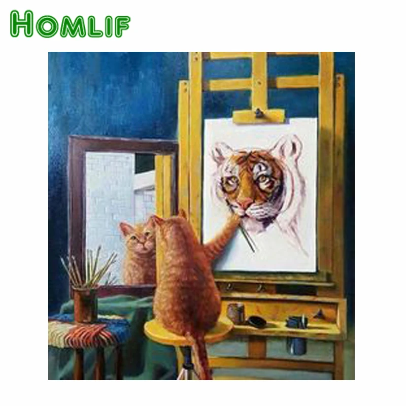 HOMLF DIY алмаз в соответствии с котом живопись тигр вышивка крестиком Стразы