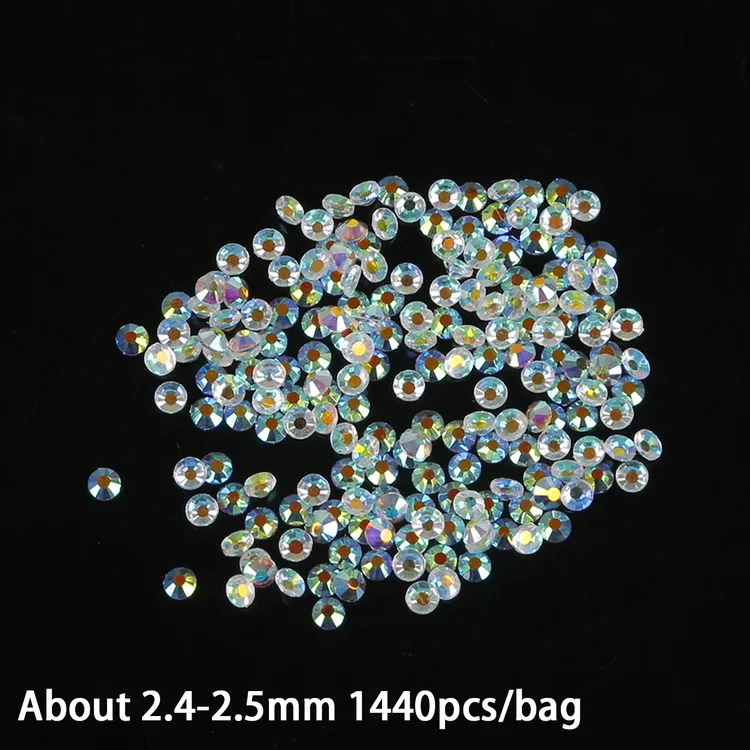 2.4-2.5mm 1440pcs 1440 шт прозрачные каменные SS3-SS30 разных размеров стеклянные прозрачные AB 3D Стразы для ногтей без горячей фиксации для рукоделия аксессуары для одежды - Цвет: 2.4-2.5mm 1440pcs