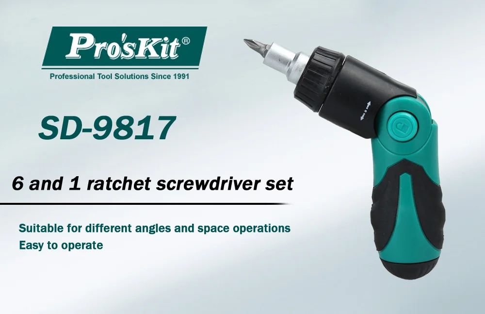 Pro'sKit SD-9817 6 в 1 Набор отверток многофункциональный трещотка отвертка ремонтный набор инструментов