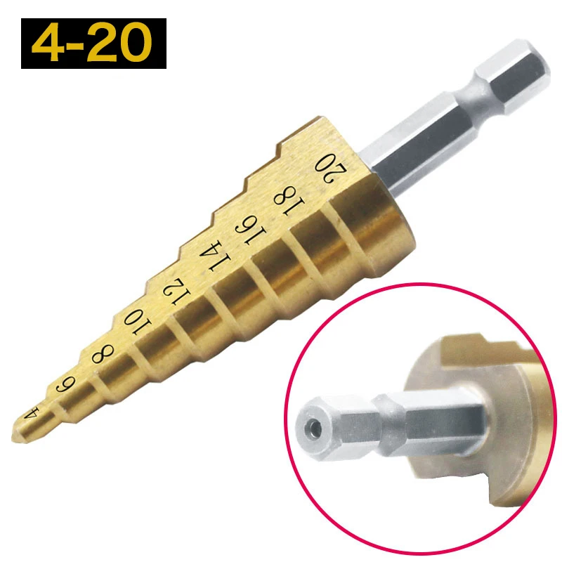 Jewii HSS4241Titanium Step Twist Drill 4-12mm 4-20mm 4-32mm Cone Cutt Tools Metal Bit Set for Iron Wood Working | Инструменты
