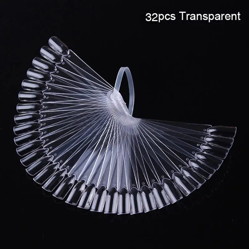 Clear-32Pcs Накладные ногти пластиковые веерообразные накладные ногти акриловые натуральные прозрачные черные накладные ногти для ногтей - Цвет: Clear-32Pcs
