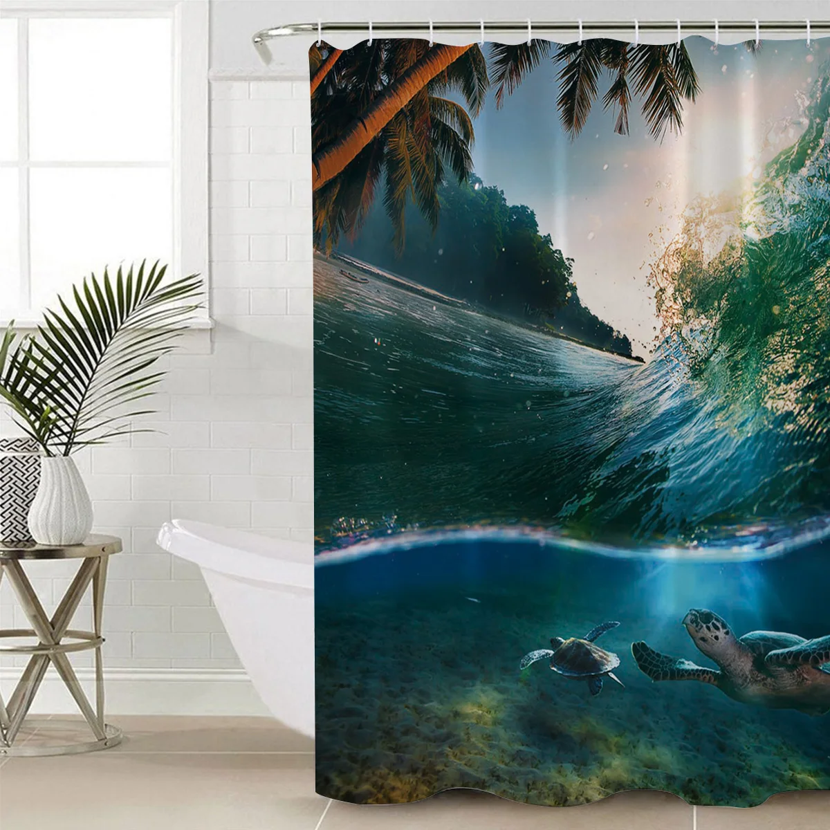 Turtle Coconut Fabric Shower Curtains Bathroom Accessories Curtain Liner Childrens Floral Girls Hotel | Дом и сад