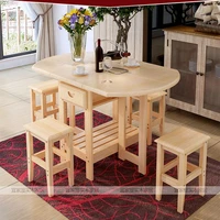 solid pine wood semi circle fold able coffee dining table with four chairs no drawers simple fashion multi purpose table