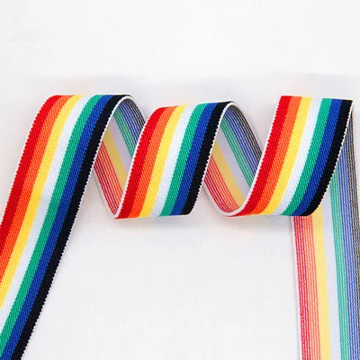38mm rainbow 1Meter Золотые, серебряные полосы резинки 40 мм эластичная лента для одежды сумки брюки эластичная резина 4 см тесьма DIY Швейные аксессуары - Цвет: 38mm rainbow 1Meter