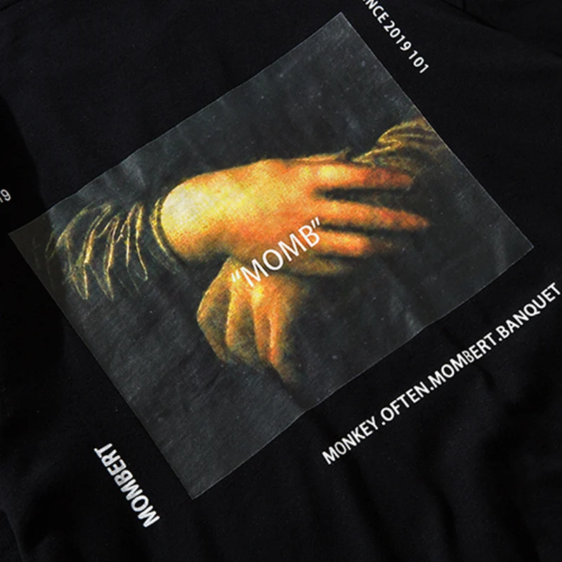 

Tshirt men cotton black Harajuku Tshirt Short Sleeve Tops Tees Hipster Summer Hip Hop T Shirt Streetwear Men Funny Mona Lisa