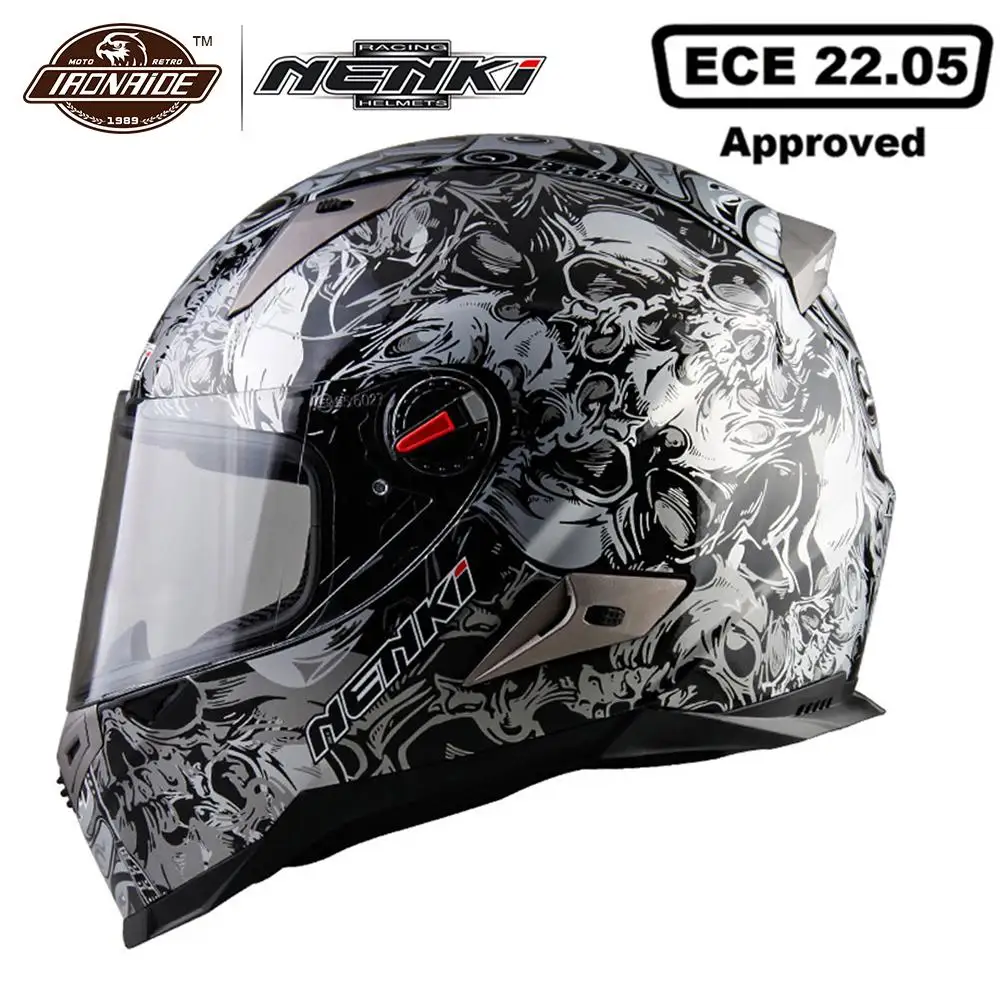 

Мотоциклетный шлем NENKI Capacete, мотоциклетный шлем с полным лицевым покрытием, мотоциклетный шлем Cascos Para Moto Touring Scooter Cruiser, шлем ECE