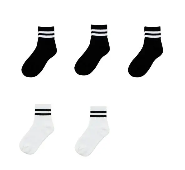 five pairs 10 шт. = 5 пар/лот, мягкие хлопковые женские носки в черно-белую полоску, утепленные короткие носки, стильные спортивные носки Harajuku Meias TJ211 - Цвет: five pairs