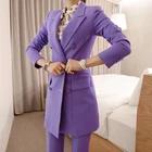 Новое поступление женский Профессиональный темпераментный двубортный модный длинный однотонный костюм для работы облегающие брюки комфортные брюки костюмы