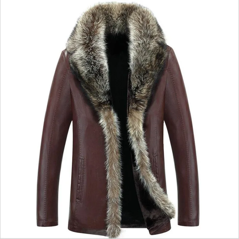 Зимой кожа овчины одежда Для мужчин с овечьей шерсти пальто мехом длинный