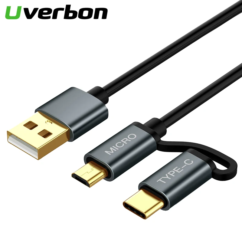 2 в 1 USB кабель для передачи данных Samsung Быстрая зарядка Micro usb Type C зарядное