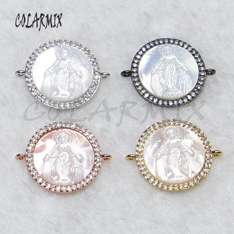 10 pieces shell Virgin Mary pendants connector beads DIY necklace or bracelets jewelry finding 9071 | Украшения и аксессуары