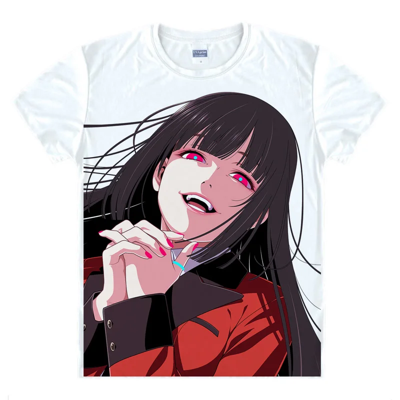 Kakeguurui компульсивный гамблер Косплей Футболка Yumeko Jabami летняя футболка Saotome Meari Топ унисекс тройник Хэллоуин Косплей Костюм