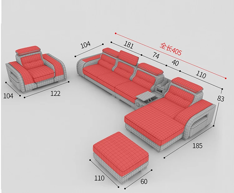 Оптовая продажа с фабрики Кожаный секционный диван современный европейский