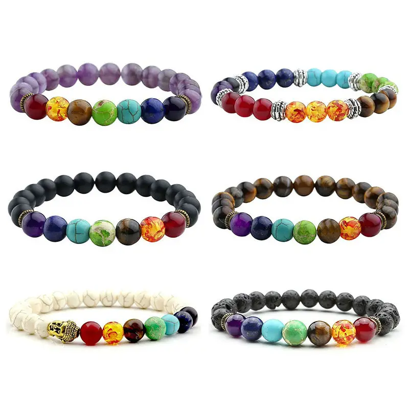 Новый браслет из 7 чакр для мужчин и женщин черная лава исцеляющие балансирующие