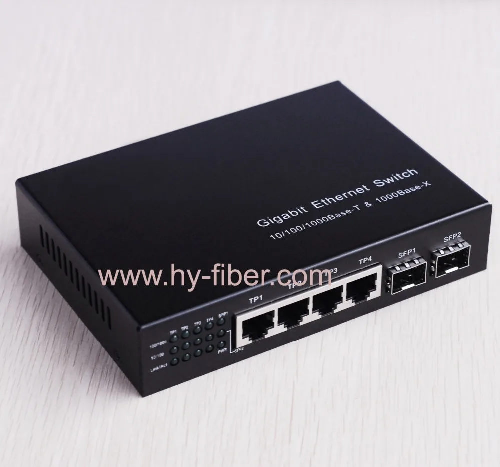 5 портов Gigabit Ethernet коммутатор 10/100/1000 Мбит/с 2 SFP порта и 4 RJ45 без модуля SFP|switch|switch rj45 8