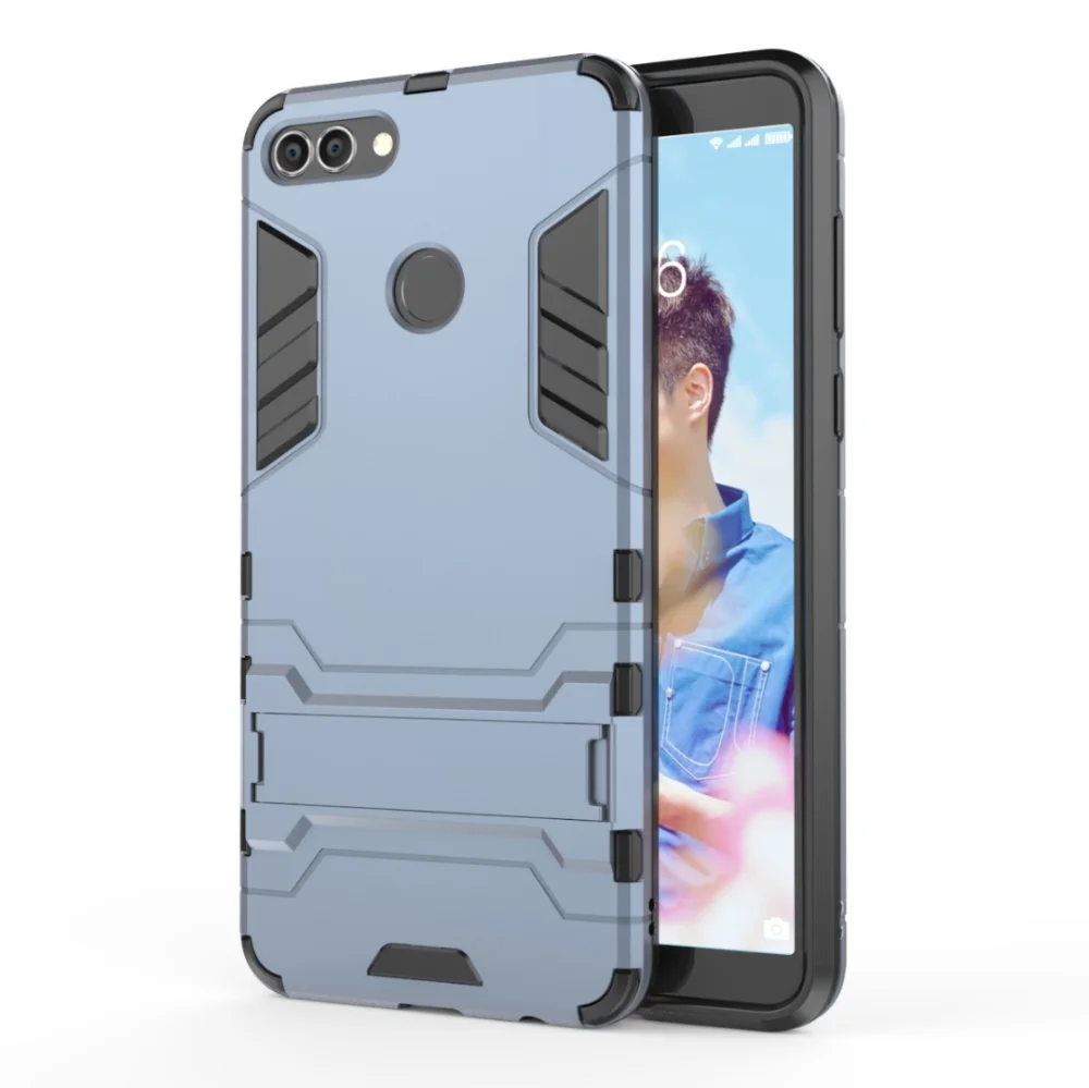 navy Чехол для huawei Y6 Y7 Y5 Y9 Y3 Lite рro рrime Honor 8A 8C 8X 9X Жесткий ПК с сенсорным экраном силиконовый чехол для телефона в виде ракушки - Цвет: navy