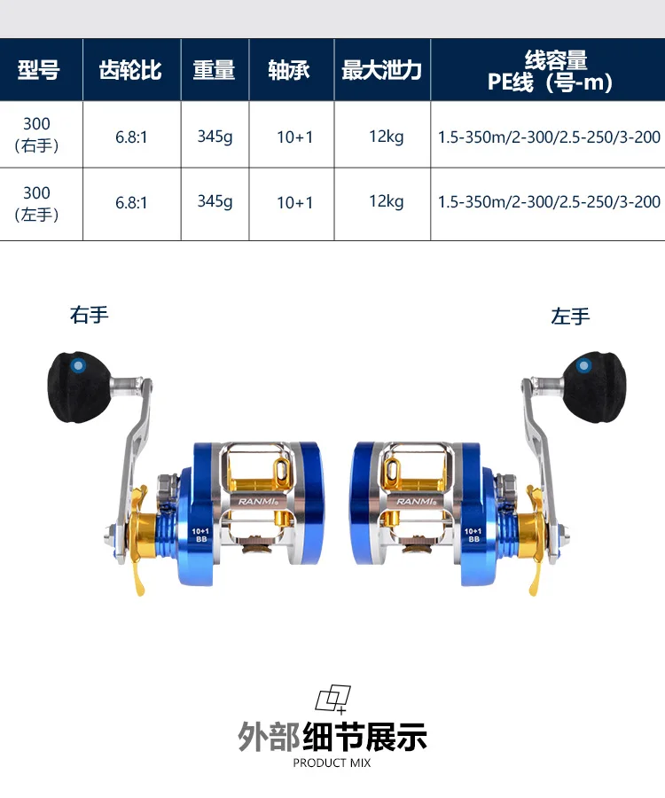 RYOBI lento JIGGING carrete cebo de barco rollo 11 rodamitos a 12 кг ranmi plantilla carrete|Рыболовные катушки| |