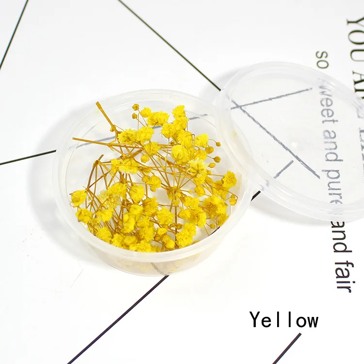 Yellow 5 коробок Gypsophila натуральные сухоцветы наполнитель для эпоксидной смолы в стеклянном глобус-бутылка Diy Изготовление ручной работы ювелирных изделий - Окраска металла: Yellow