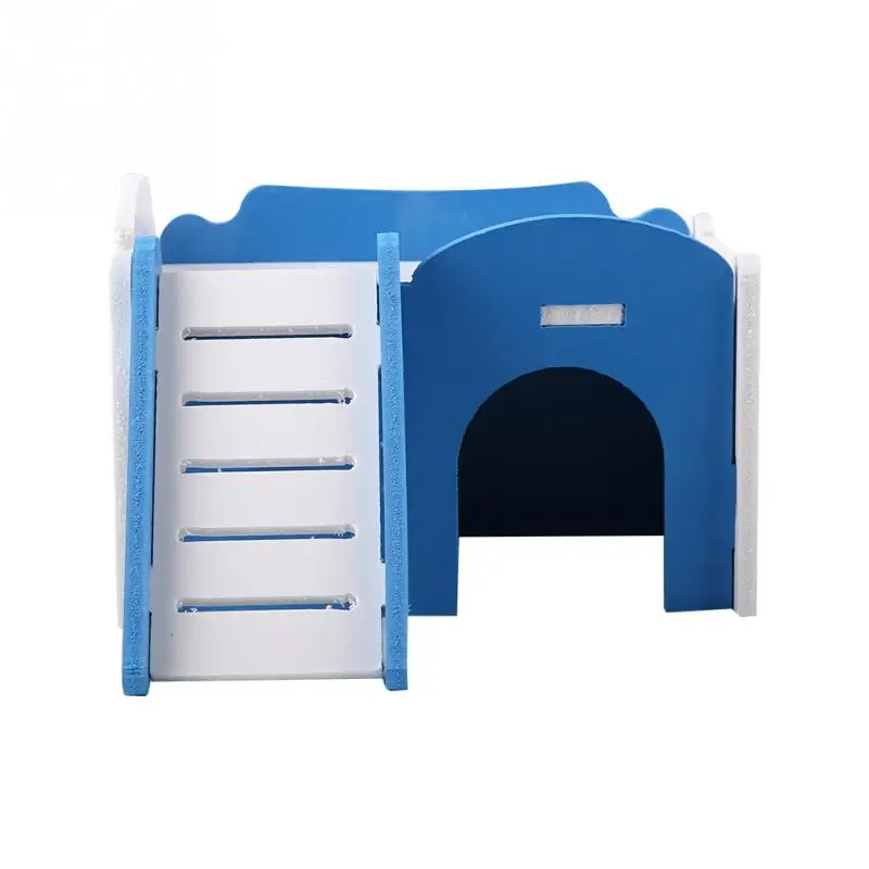 3 Colors Double Layer Hamster House Cute Wooden Sleeping House with Stairs - Цвет: as picture