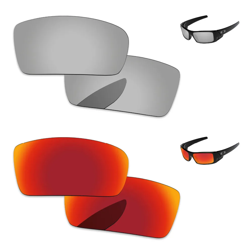 

Хромированные серебряные и огненные красные 2 пары зеркальные поляризованные Сменные линзы для Gascan, солнцезащитные очки в оправе 100% UVA и UVB З...