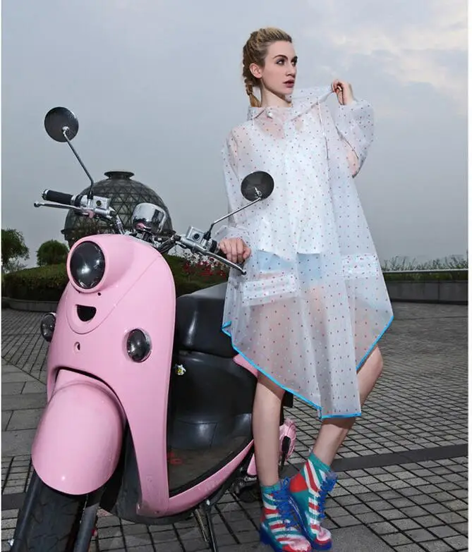 Пончо унисекс в горошек длинное водонепроницаемое с капюшоном для мотоцикла