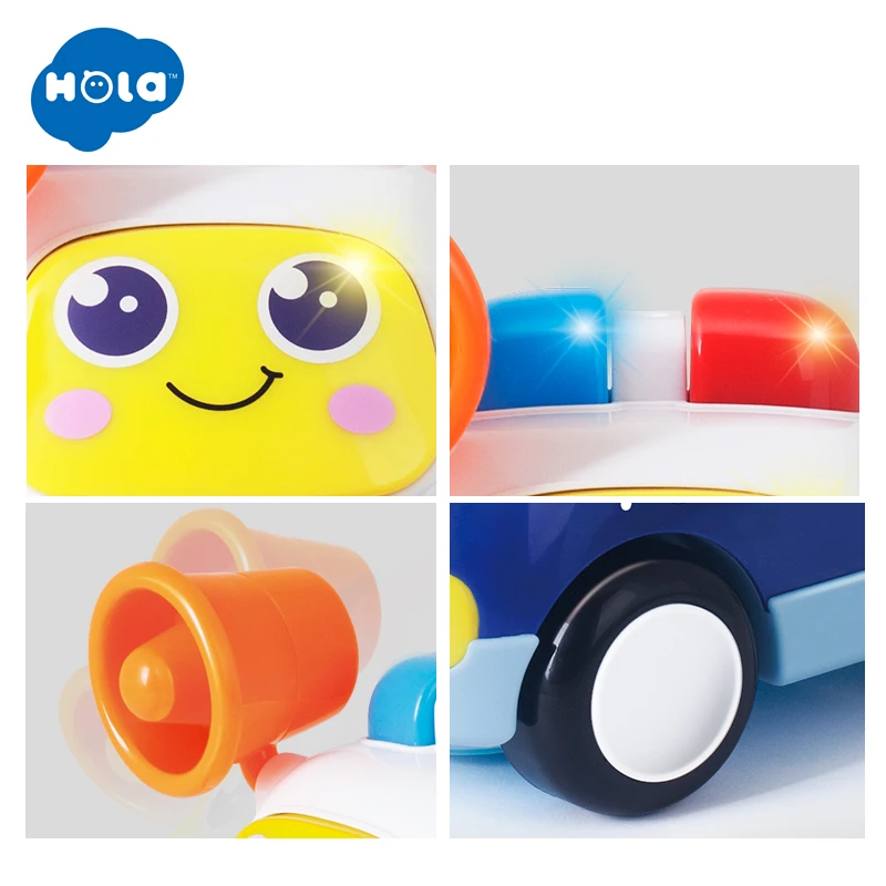 HOLA 6108 игрушечный автомобиль, Детская мультяшная игрушка, автомобиль с музыкой и светильник, вертолет, полицейское такси, скорая помощь, детский подарок
