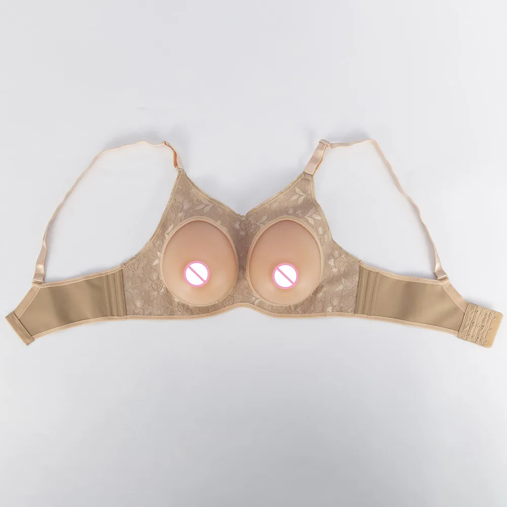

Silicone Breast In Open Bra 800g/pair Fake Boobs Bra Set Crossdresser Shemale Party Silicone Bra Breast Needn't Glue