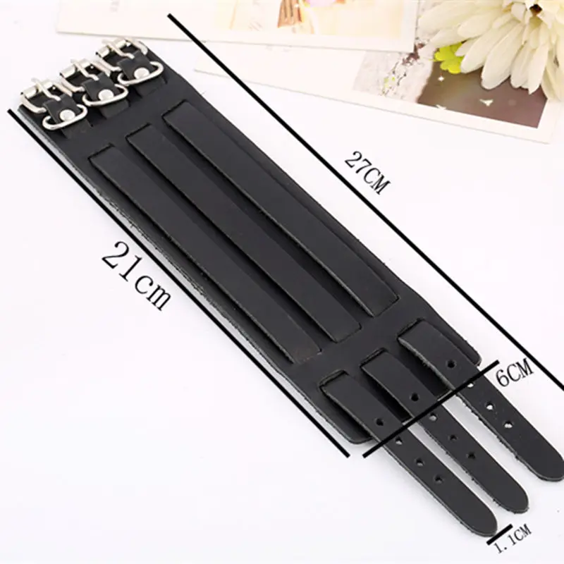 Новинка 2016 модный бренд крутой панк винтажный черный браслет из натуральной