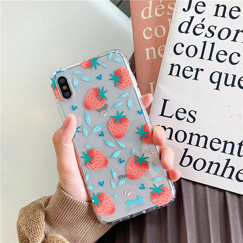 Вишня клубника телефонные чехлы для iPhone 6 6s 7 8 X XS max XR чехол мягкий прозрачный