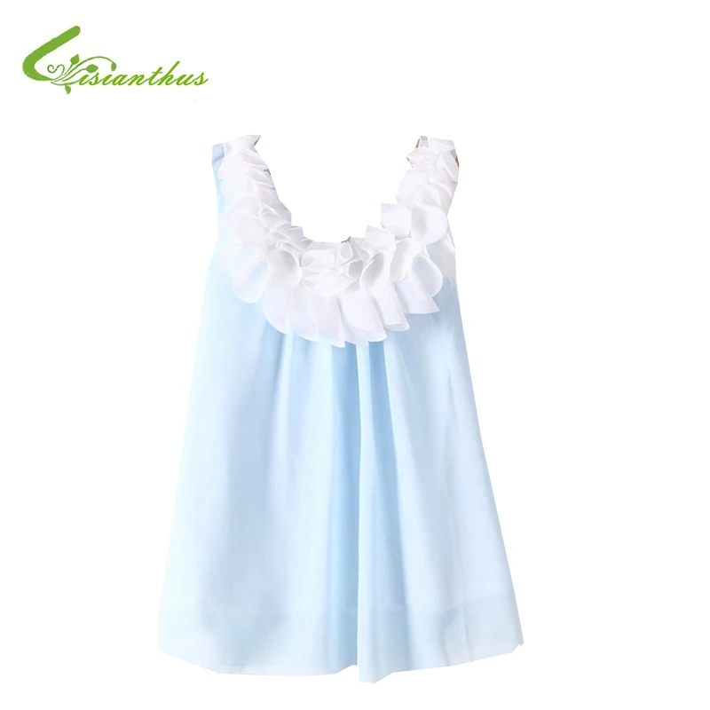 Шифоновое платье для девочек детское однотонное принцессы с 3D цветочным вырезом