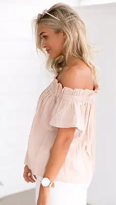 Женская свободная рубашка с открытыми плечами Повседневная красная блузка