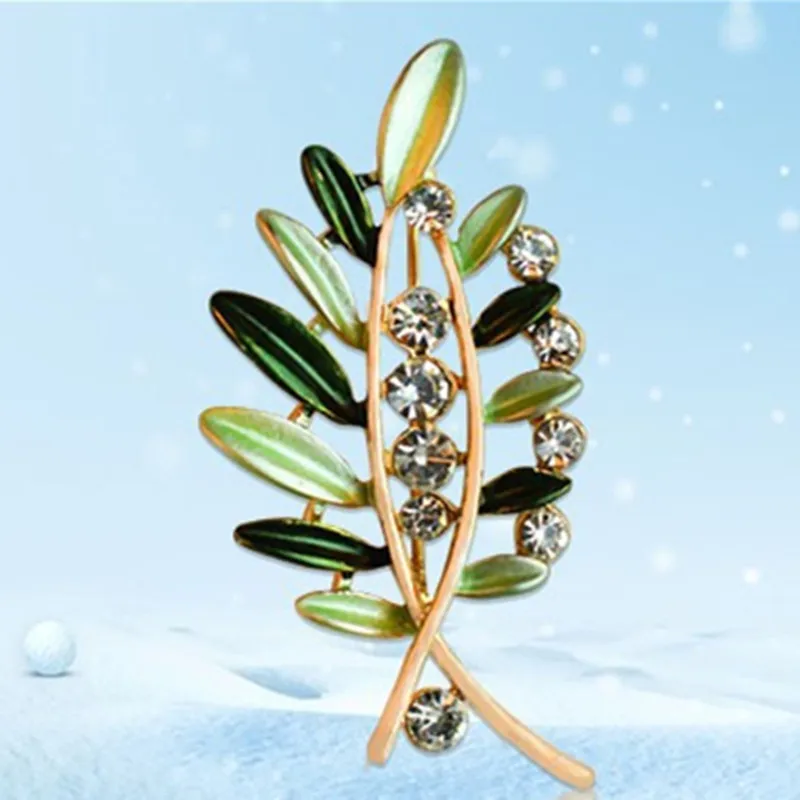 Новая модная Брошь Стразы с бамбуковыми листьями хиджаб для женщин булавки