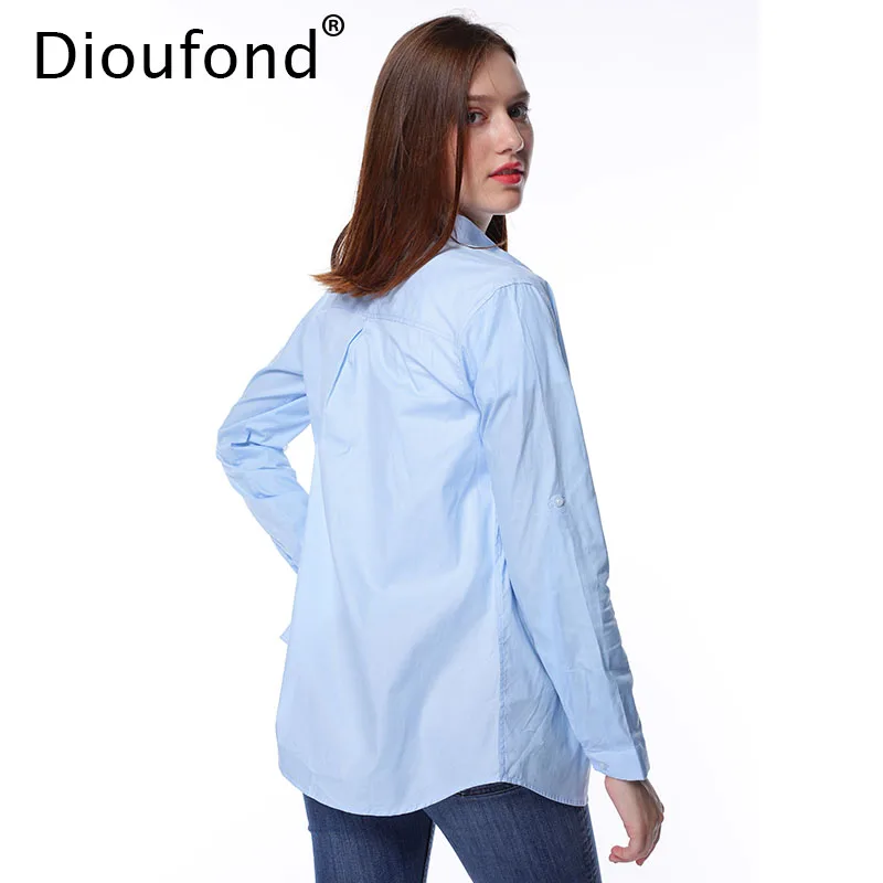 Осенняя белая блузка Dioufond рубашка с длинным рукавом однотонная хлопковая