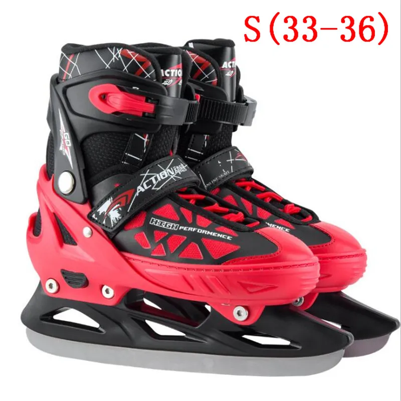 short blade S red Professional Ice обувь для Скейтборда для взрослых детей скорость конькобежный спорт обувь короткие/длинные трек лезвие нож Хоккей обувь - Цвет: short blade S red
