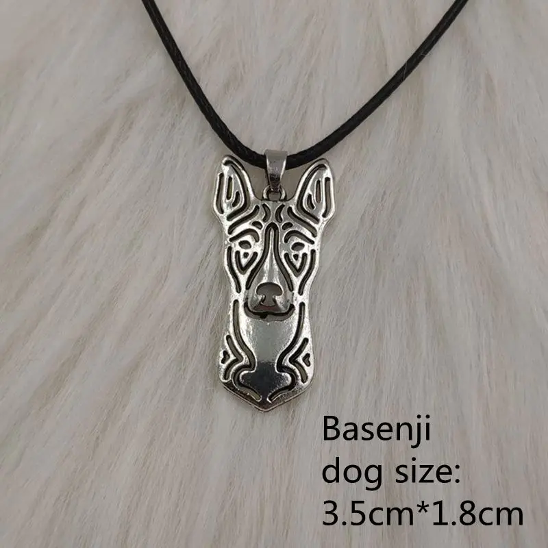 Basenji Веревочное ожерелье с подвеской в виде собаки, в ретро стиле, античное серебро, Ротвейлер, Basenji, ювелирные изделия для женщин, мужчин, панк, милые, новая мода - Окраска металла: Basenji